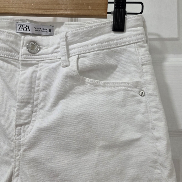 ZARA White High Rise Skinny Ankle Jeans Size 4 Stretch Denim - Picture 4 of 10
